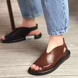 Leather Comfortable Soft-Soled Zipper Sandals