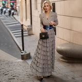 Elegant Suit Mesh Patchwork Coat Skirt