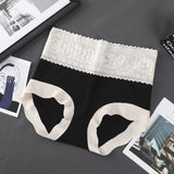 High-Waisted Lace Cotton Abdominal Traceless Ice Silk Summer Panties