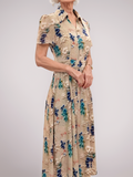 Women's Short Sleeve Floral Midi Chiffon Dress