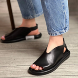 Leather Comfortable Soft-Soled Zipper Sandals