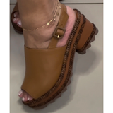 Woven Platform Leather Sandals