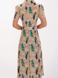 Women's Short Sleeve Floral Midi Chiffon Dress