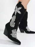 Chic Rhinestone Suede Boots