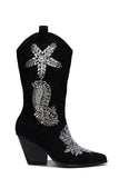 Chic Rhinestone Suede Boots