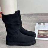 Pleated Flat Ankle Boots