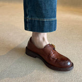 Women's Genuine Leather Buckle Loafers