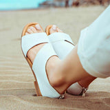 Fishmouth Leather Soft-soled Flat Sandals