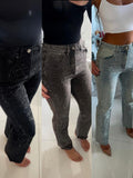 Sparkling Rhinestone Straight-Leg Jeans