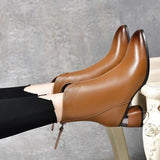 Women's Genuine Leather Back Zipper Boots