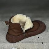 Handmade Genuine Leather Thick Warm Wool Snow Boots