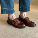 Women's Genuine Leather Buckle Loafers