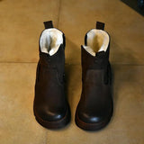 Vintage Handmade Thick Leather Warm Boots