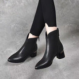 Women's Genuine Leather Back Zipper Boots