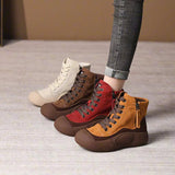 Women's Casual Retro Flat Lace-Up Boots