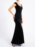 Velvet Pearl Embellished Gown