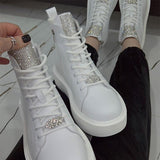 Rhinestone Sparkle Fashion Strap High-top Shoes