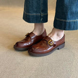 Women's Genuine Leather Buckle Loafers