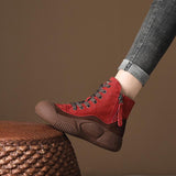 Women's Casual Retro Flat Lace-Up Boots