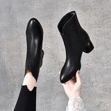 Women's Genuine Leather Back Zipper Boots