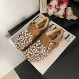 Comfortable Flat Rhinestone Round Toe Flats