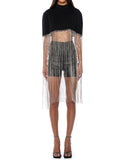 Shine Rhinestone Fringe Cropped Cape