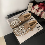 Comfortable Flat Rhinestone Round Toe Flats