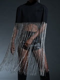 Shine Rhinestone Fringe Cropped Cape