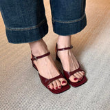 Women's Fashion Leather Chunky Heel Sandals