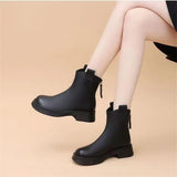 Cute Lettering Leather Zip-up Boots