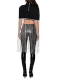 Shine Rhinestone Fringe Cropped Cape