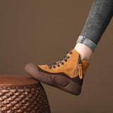 Women's Casual Retro Flat Lace-Up Boots