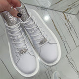 Rhinestone Sparkle Fashion Strap High-top Shoes