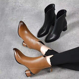 Women's Genuine Leather Back Zipper Boots