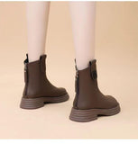 Cute Lettering Leather Zip-up Boots