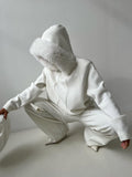 Soft Fur Hooded  Knitwear Suit