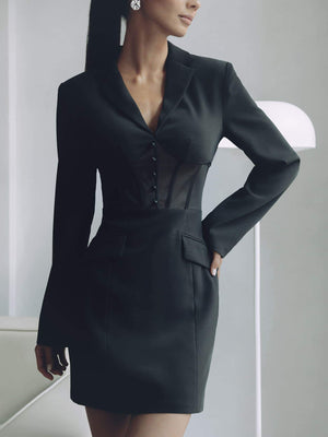 Corset-Panel Mini Blazer Dress
