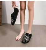 Comfortable Flat Rhinestone Round Toe Flats