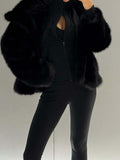 Winter Mink Fur Large Lapel Faux Fur Coat