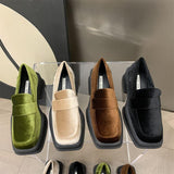 Thick-Soled Velvet Loafers