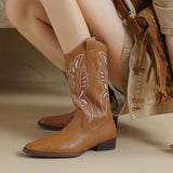 Embroidered Vintage Leather Boots