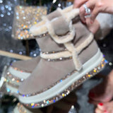 Rhinestone Sparkle Thick-soled Snow Boots