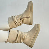 Pleated Flat Ankle Boots