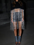 Shine Rhinestone Fringe Cropped Cape