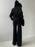 Soft Fur Hooded  Knitwear Suit