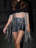 Shine Rhinestone Fringe Cropped Cape