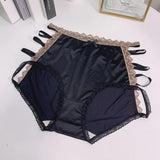 Women's Satin Super Stretch Hollow Lace High Waist Panties