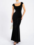 Velvet Pearl Embellished Gown