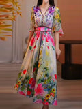 Women's Holiday Style Maxi Silk Dress