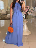 Women's Slit Sleeveless Waist Maxi Dress